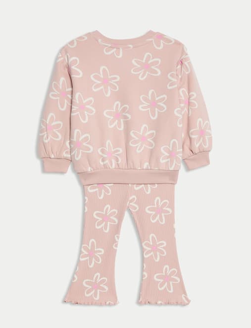 2pc Cotton Rich Floral Top & Bottom Outfit (0-6 Yrs)