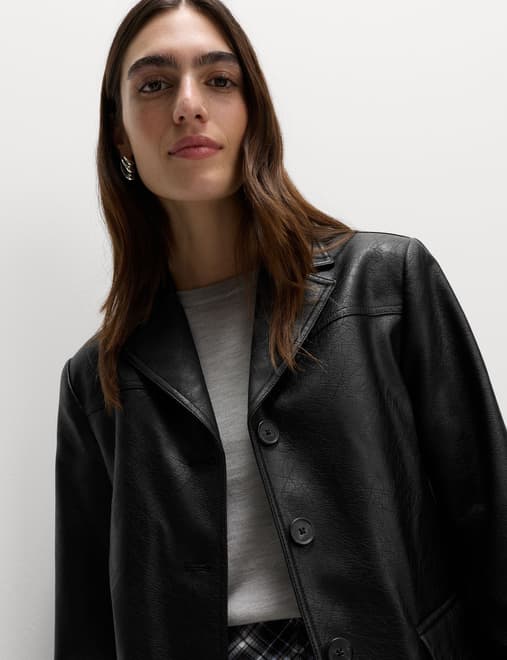 Cracked Single Breasted Blazer Coat