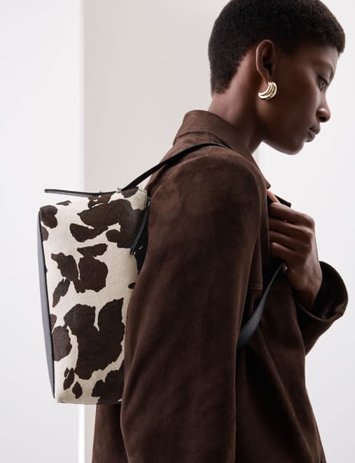 Hair On Leather Animal Print Shoulder Bag