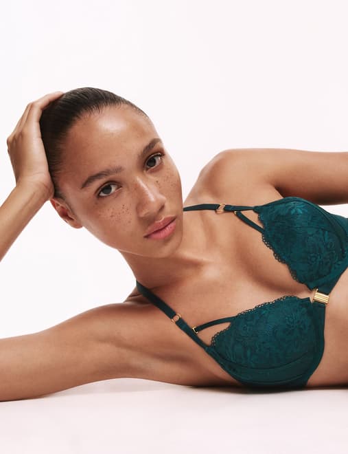 Vera Lace Wired Push Up Plunge Bra (A-E)