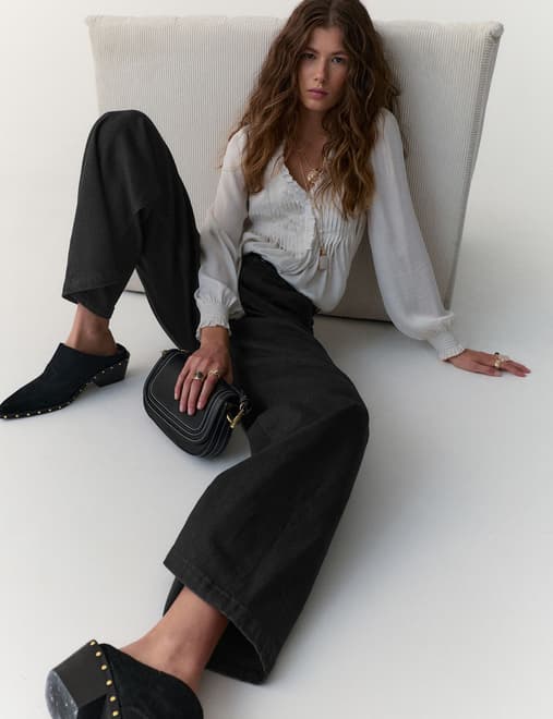 High Waisted Wide Leg Jeans with Lyocell