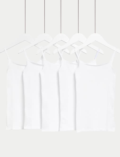 5pk Cotton Rich Cami Tops (5-14 Yrs)