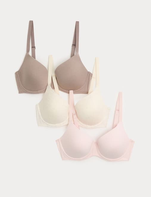 3pk Wired Full Cup T-Shirt Bras A-E