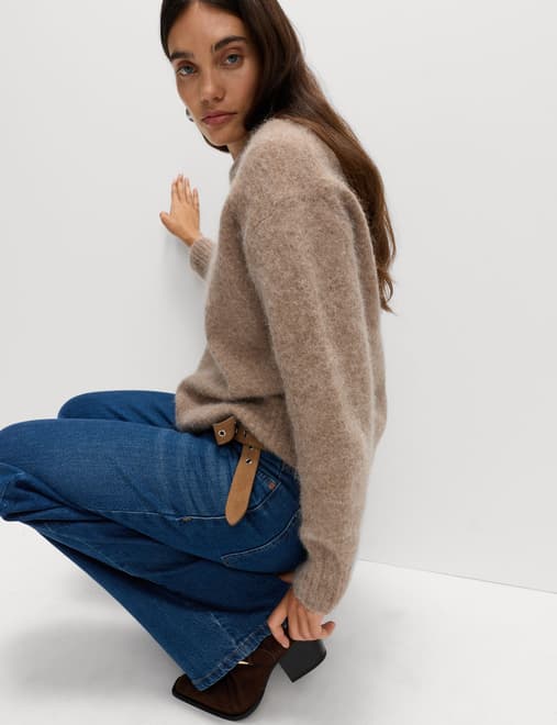 Alpaca Blend Textured Relaxed Jumper