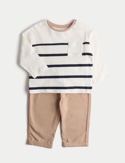 3pc Pure Cotton T-Shirt & Shacket Outfit (0-3 Yrs)