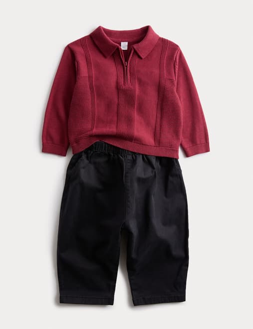 2pc Knitted Polo with Trousers Outfit (0-6 Yrs)