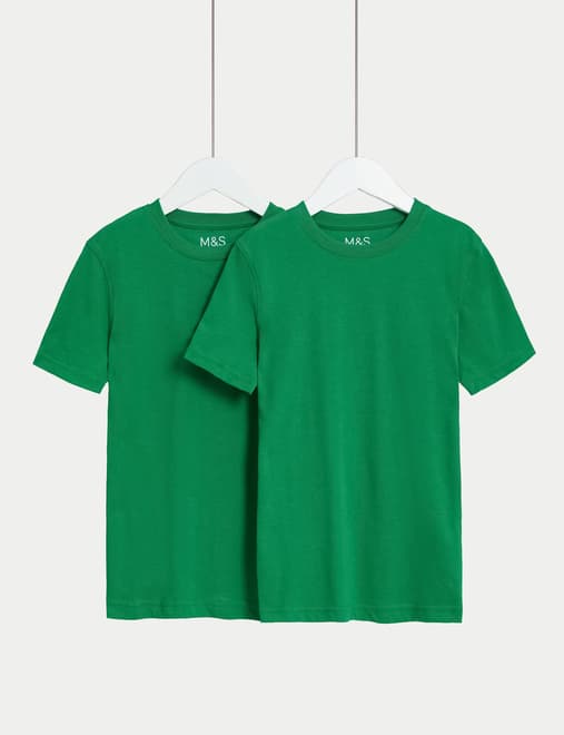 2 Pack Unisex Pure Cotton School T-Shirts (2-16 Yrs)