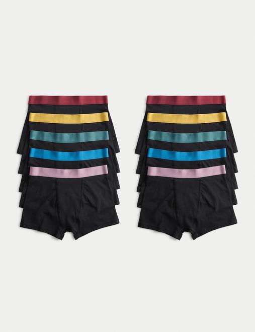 10 Pack Cotton with Stretch Bright Trunks (5-16 Yrs)