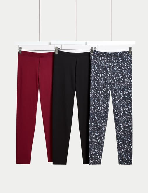 3pk Cotton Rich Printed Leggings (6-16 Yrs)