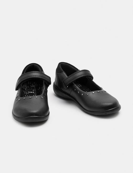 Kids' Leather Studded Riptape School Shoes (8 Small-2 Large)