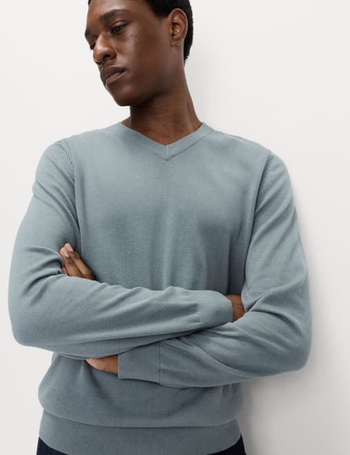 Pure Cotton V-Neck Jumper