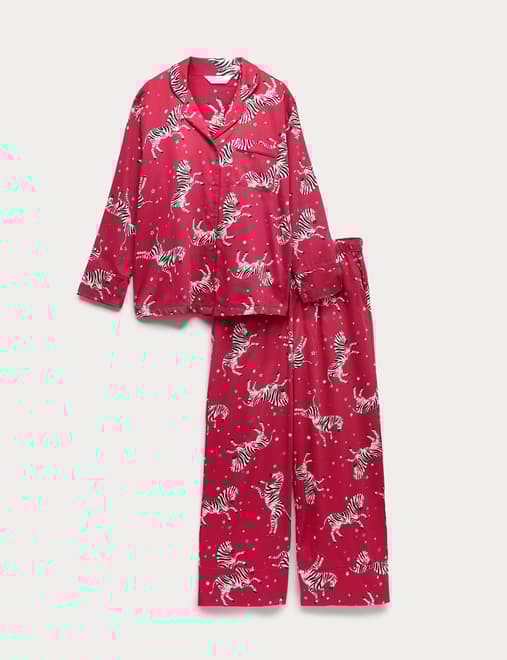 Pure Cotton Zebra Print Revere Pyjama Set
