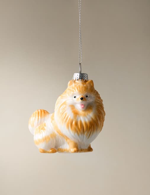 Glass Hanging Pomeranian Dog Decoration