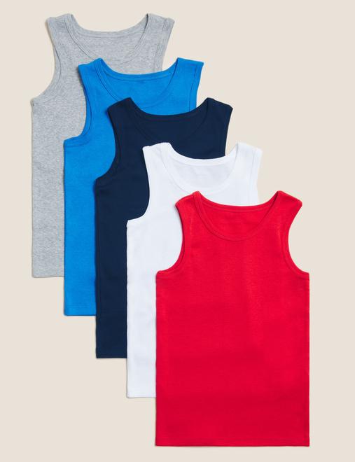 5pk Pure Cotton Vests (2-16 Yrs)