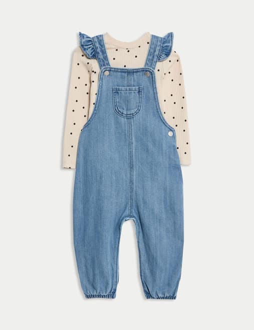 2pc Cotton Rich Dungaree Outfit (0 Mths - 3 Yrs)
