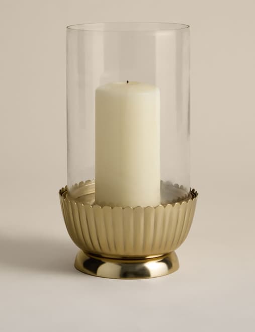 Scallop Metal Hurricane Candle Holder