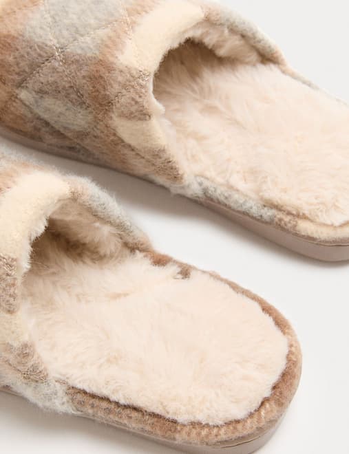 Printed Quilted Slippers with Secret Support