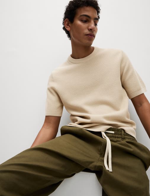 Cotton Rich Textured Knitted T-Shirt