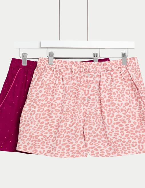 2pk Pure Cotton Printed Pyjama Shorts