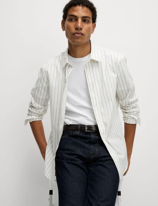 Regular Fit Pure Cotton Striped Oxford Shirt