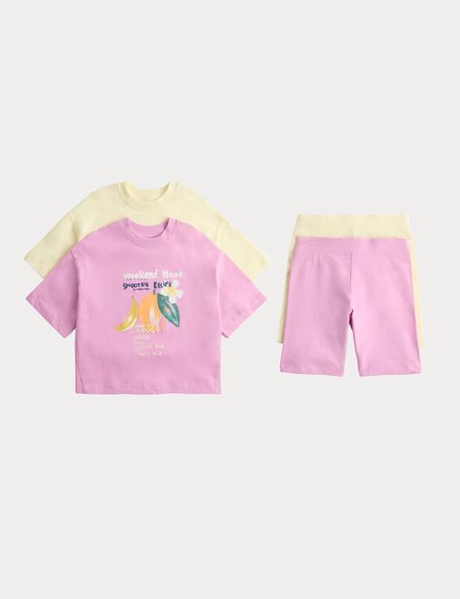 2 Pack Fruit Graphic Cotton Rich Outfits (2-8 Yrs)