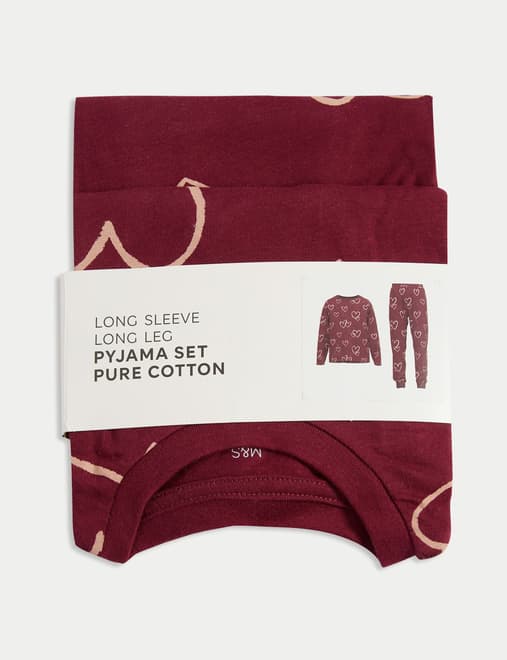 Pure Cotton Heart Print Pyjamas (1-16 Yrs)