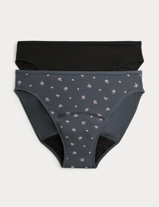 2 Pack Printed Period High Leg Knickers