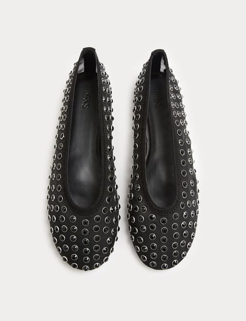 Gem Studded Flat Ballet Pumps