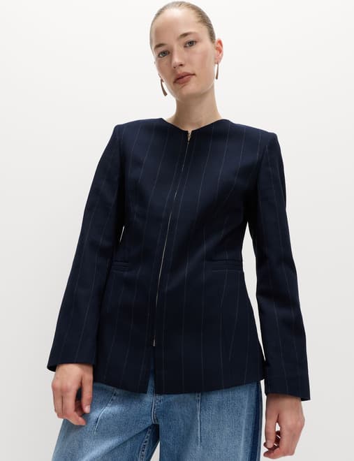 Striped Zip Through Jacket