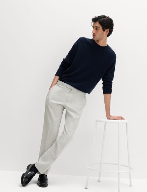 Tailored Fit Herringbone Trousers
