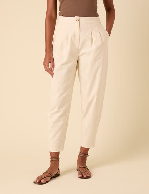 Liam Barrel Leg Trouser - Cotton Linen