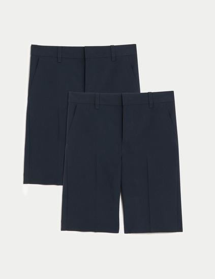 2 Pack Boys' Slim Leg School Shorts (2-14 Yrs)
