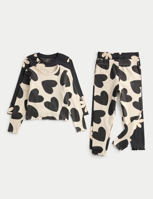 2pk Cotton with Stretch Printed Pyjama Sets (1-8 Yrs)