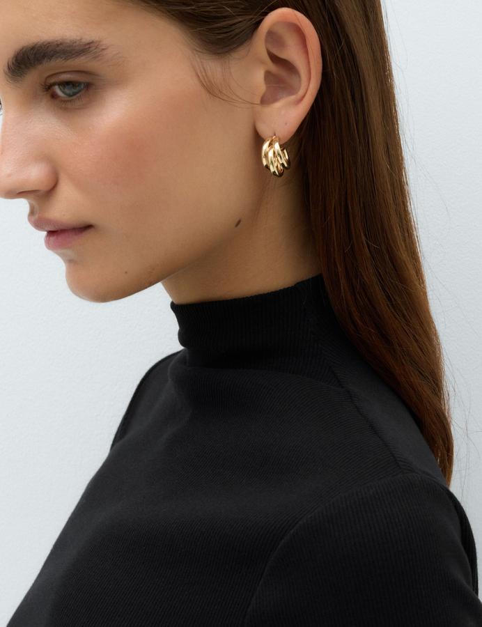 Cotton Rich Ribbed Funnel Neck Top