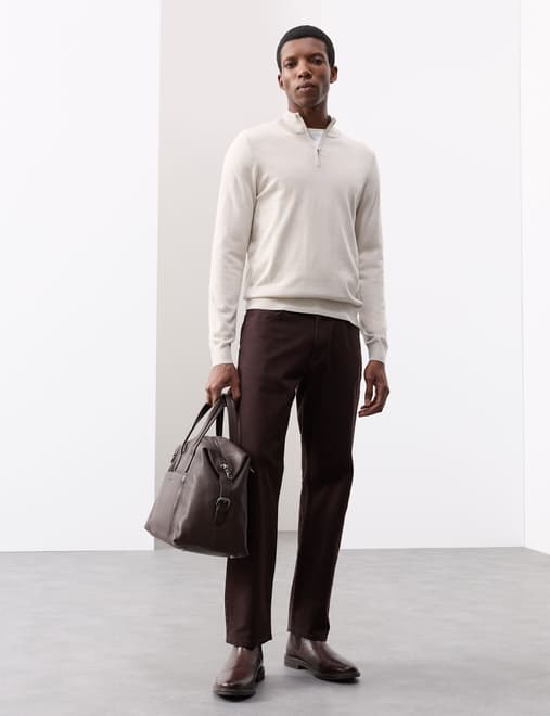 Pure Extra Fine Merino Wool Half Zip Jumper