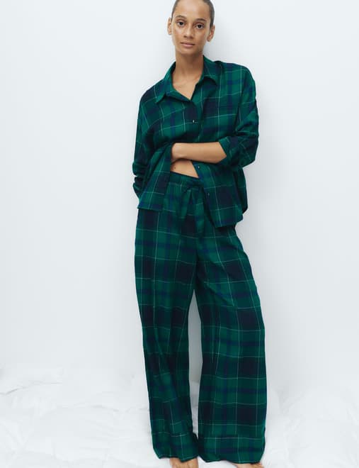 Cotton Blend Tartan Checked Pyjama Set