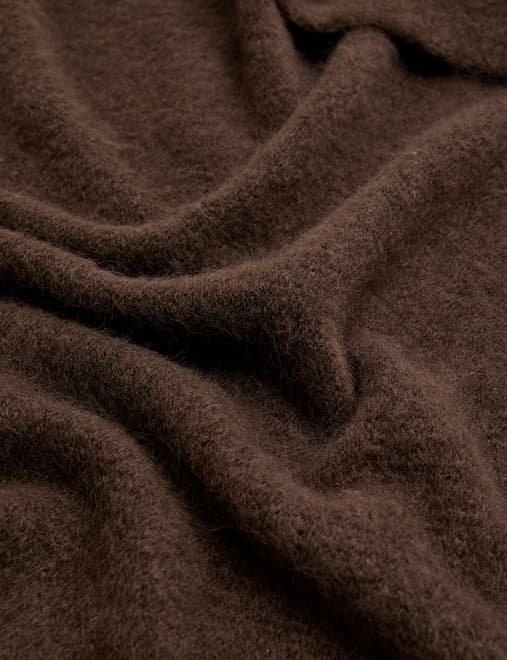 Knitted Textured Triangle Scarf with Wool