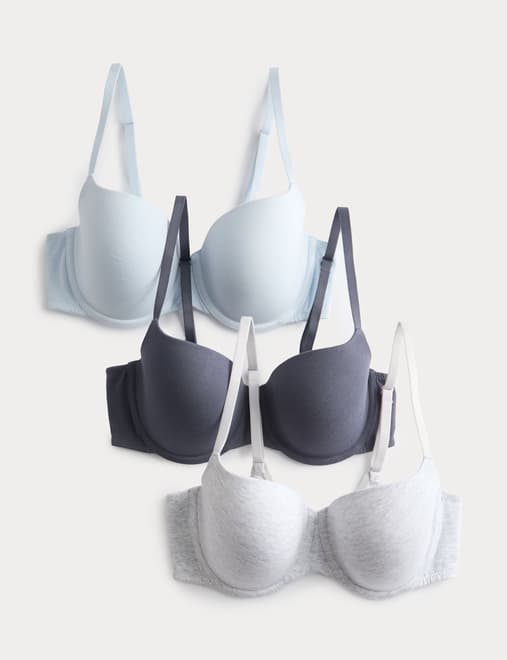3pk Cotton Rich Wired Balcony Bras (A-E)