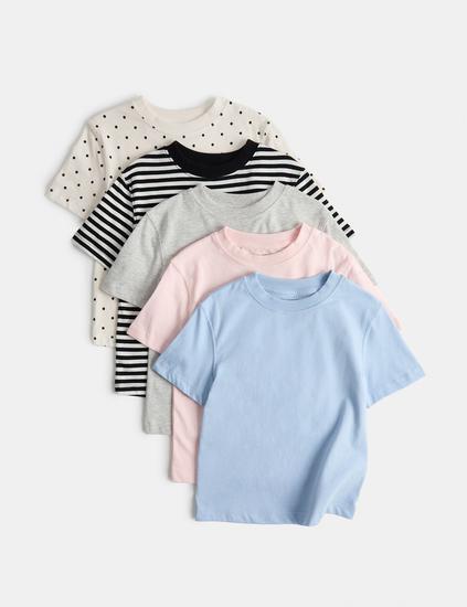 5 Pack Pure Cotton Tops (2-10 Yrs)