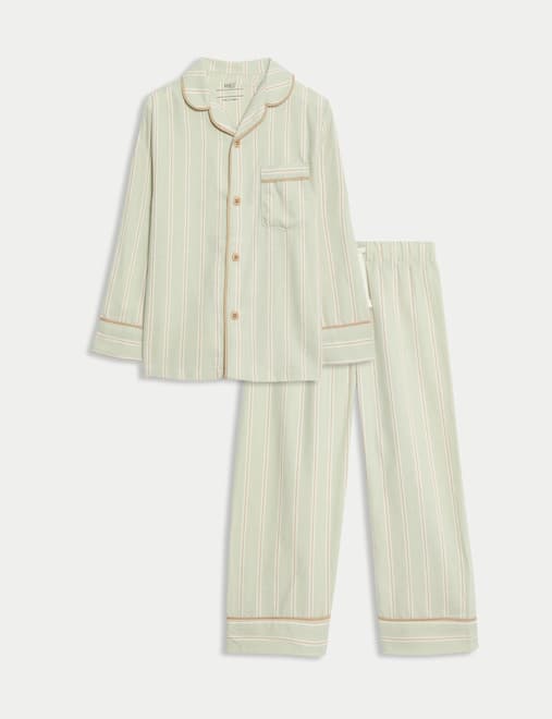 Pure Cotton Striped Woven Revere Pyjamas (9 Mths-10 Yrs)