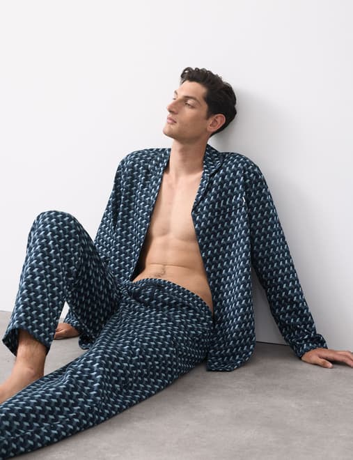 Cotton Rich Geometric Print Pyjama Top