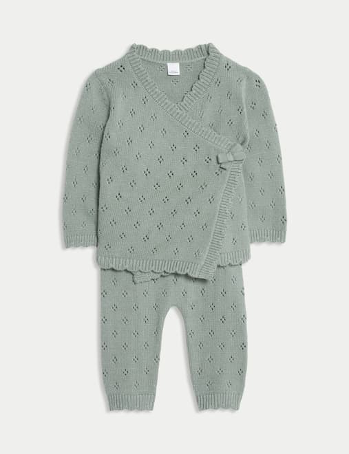 2pc Knitted Wrap Outfit (0-12 Mths)