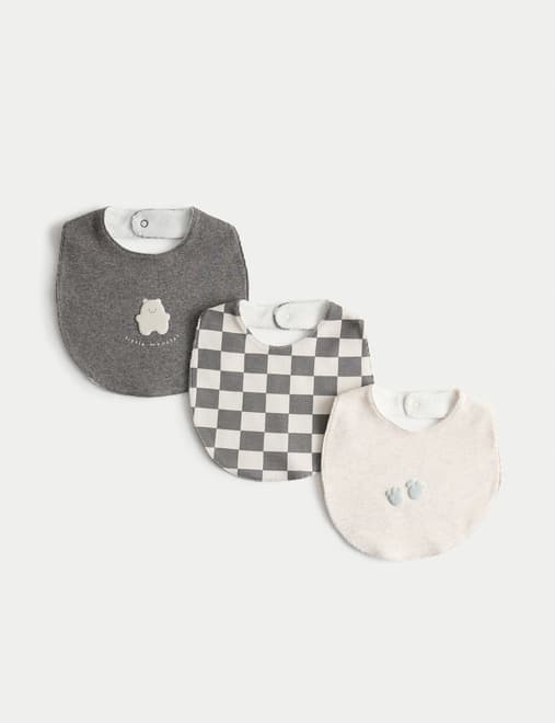 3 Pack Cotton Rich Printed Dribble Bibs