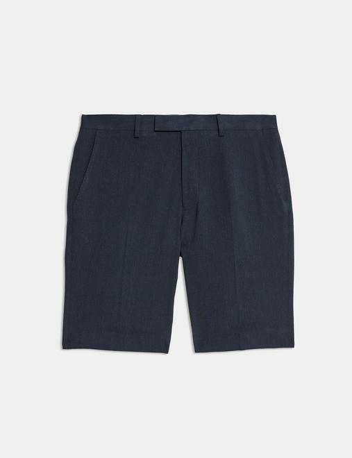 Tailored Fit Italian Performance Linen Blend Suit Shorts
