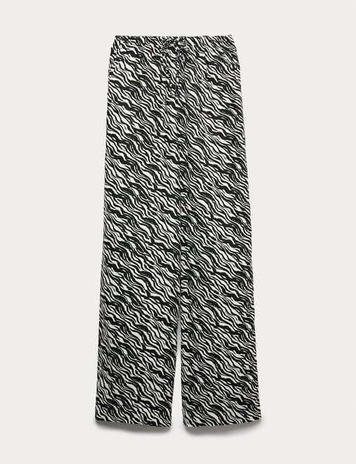 Pure Linen Drawstring Wide Leg Trousers