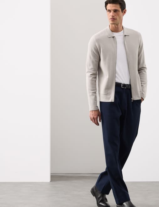 Milano-knit Zip up Knitted Jacket