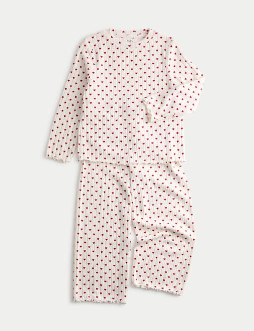 Cosy Ribbed Heart Pyjamas (1-16 Yrs)