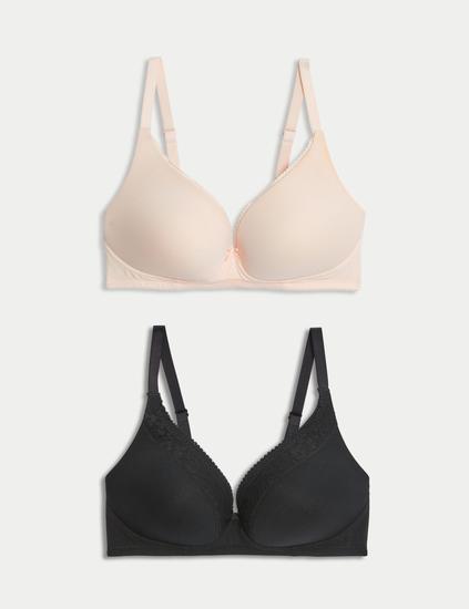 2Pk Cotton Plunge Lounge Bra