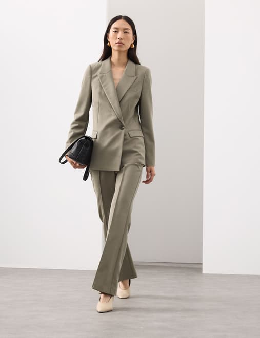 Wool Blend Double Breasted Blazer