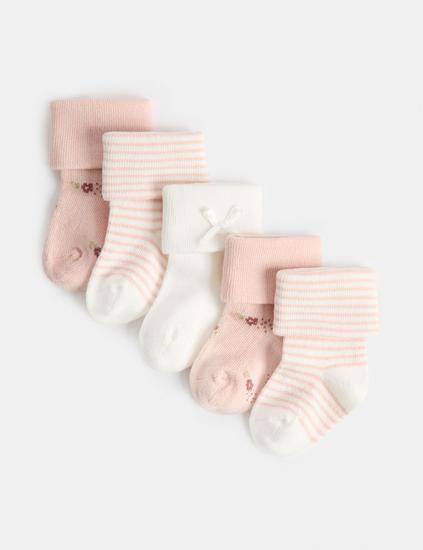 5 Pack Cotton Rich Floral Socks (7lbs-2 Yrs)
